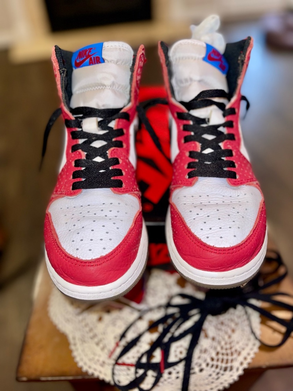 Nike Kids' White, Red and Black High-Top Sneakers